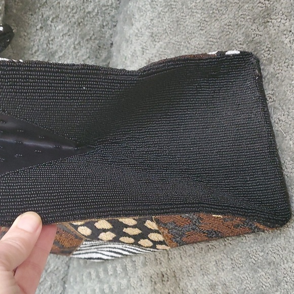 Large Black Beaded Animal Print handbag Tote satchel Ross Simons NEW Seed ANIMAL - Picture 5 of 8